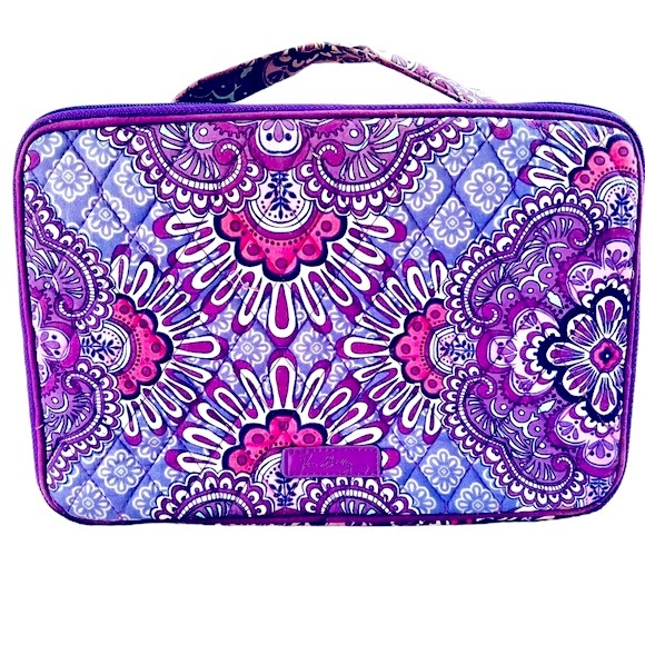 Vera Bradley Handbags - Vera Bradley Lilac Tapestry Large Blush & Brush Cosmetic Case Bag Organizer